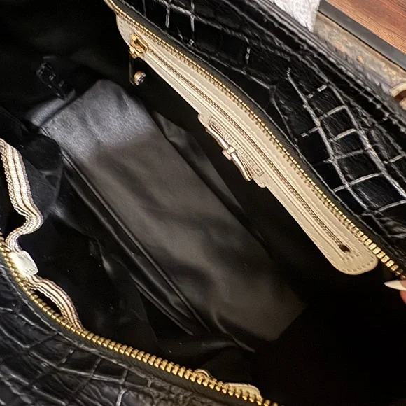 Henri Bendel Pony Hair Zipper & Croc Embossed Crossbody Handbag - Picture 9 of 10